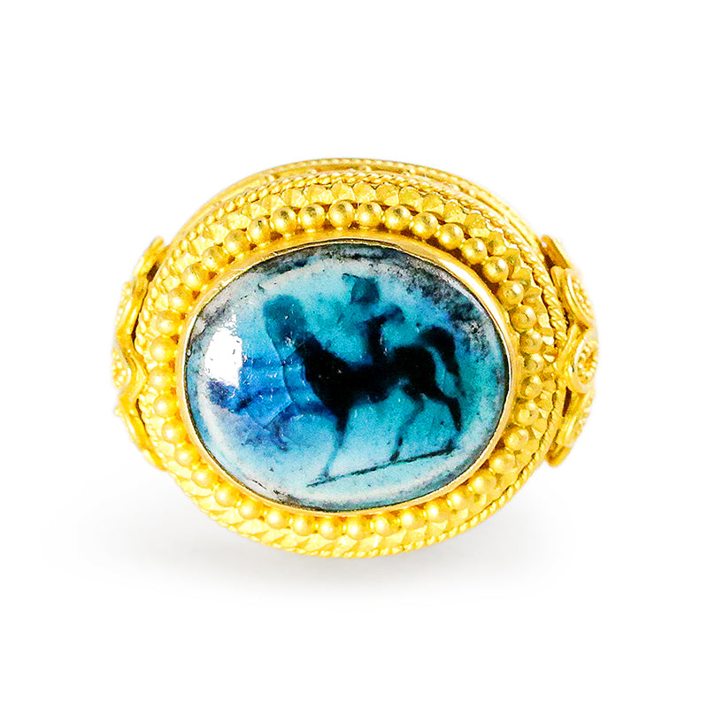 "Mycenae" Ring (Roman Faience Artifact, 22k Gold)