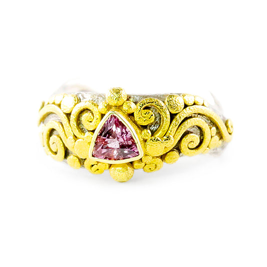 "Glastonbury" Ring (Pink Sapphire, 22k Gold, Sterling Silver)