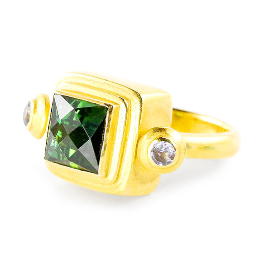 "Thebes" Ring (Tourmaline, Tanzanite, 22k Gold)