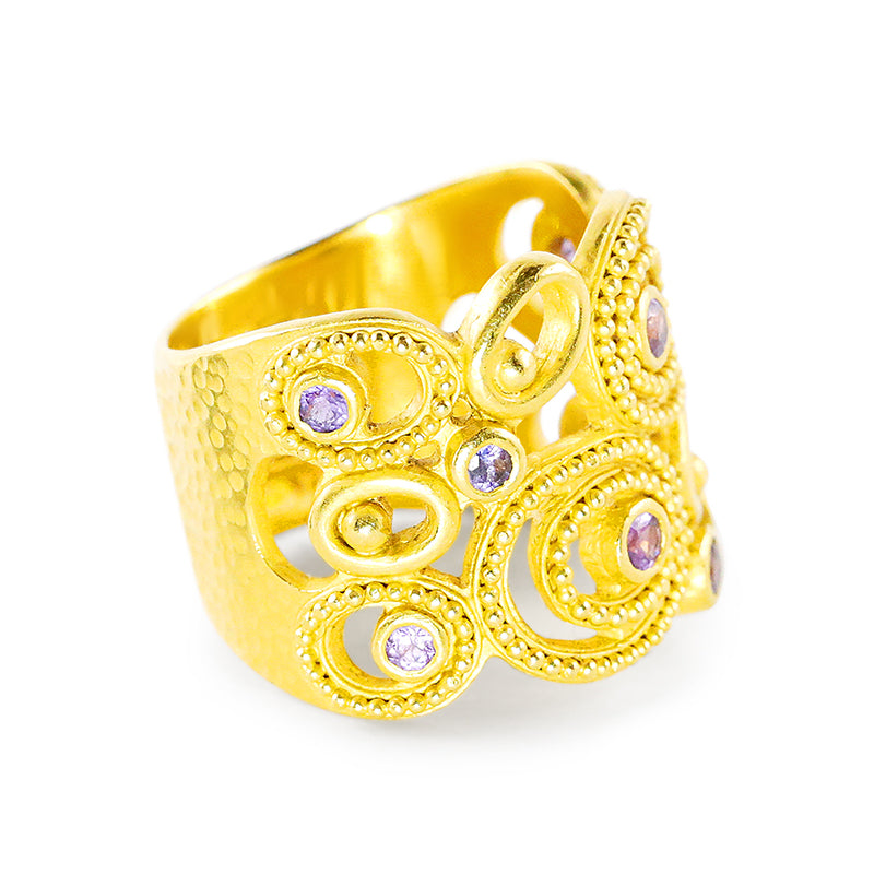 "Dune" Band Ring (Purple Sapphire, 22k Gold)