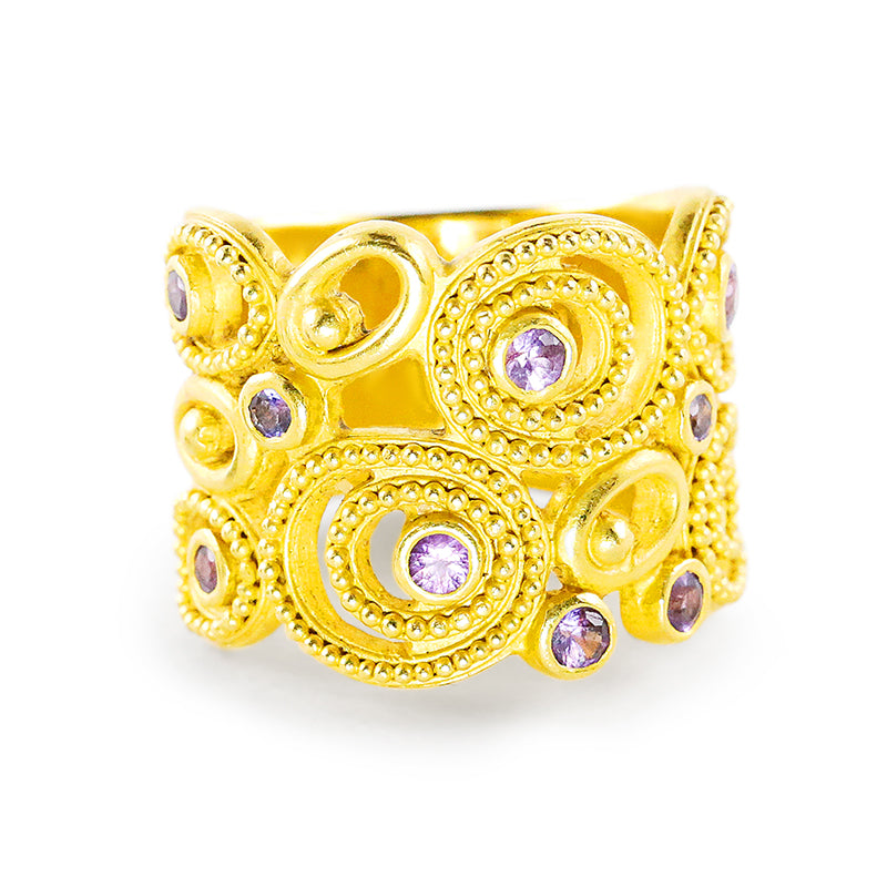 "Dune" Band Ring (Purple Sapphire, 22k Gold)