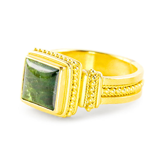 "Isis" Ring (Blue-Green Tourmaline, 22k Gold)